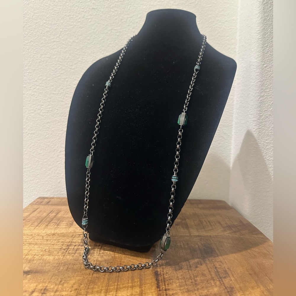 Coldwater Creek Silver Necklace with Green Accents